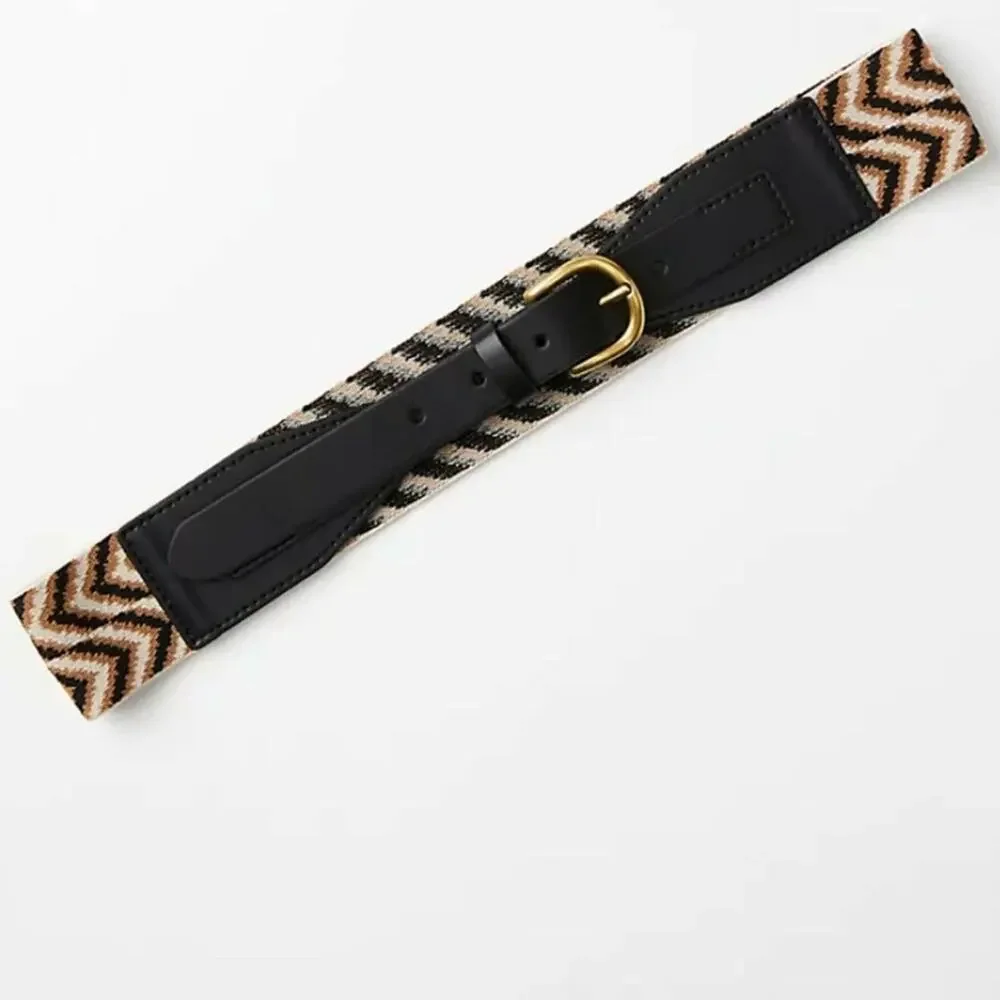 Loft Ikat Stretch Belt Black Brown XS